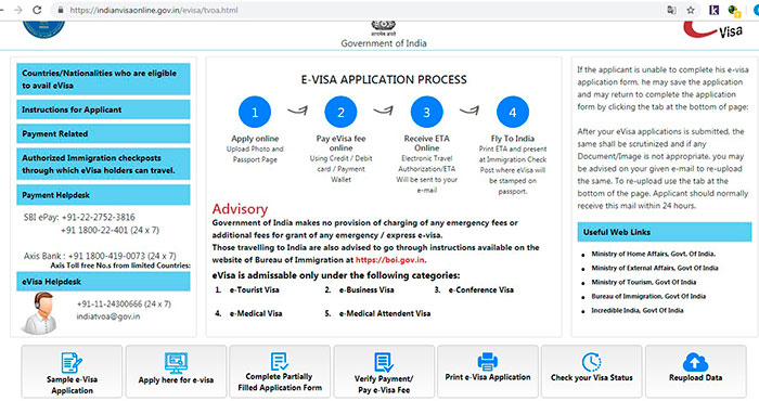 Formulario Visa India